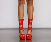 Lace-Up Faux Suede Platform Block Heels Ins Street